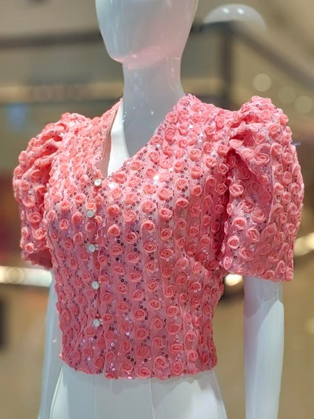 Mutya Top (Embroidered Organza Fabric)