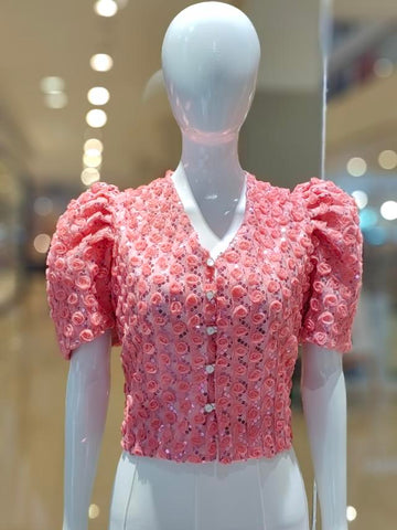 Mutya Top (Embroidered Organza Fabric)